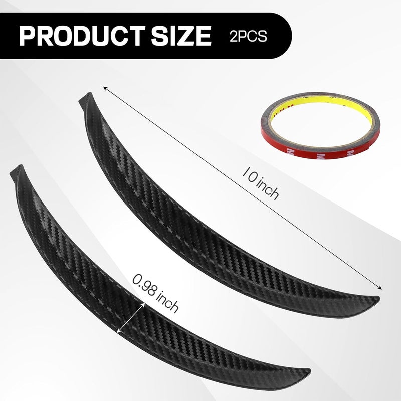 ongfuwu 2PCS Wheel Tires Eyebrow Strip, 9.8" Carbon Fiber Car Wheel Arch Trim, Anti Collision Rubber Fender Flare Arch Lip Trim Strips, Universal Fender Flare Protector for Car Truck - Image 2